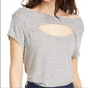 Free People June Linen-Blend T-Shirt Size Small NWT